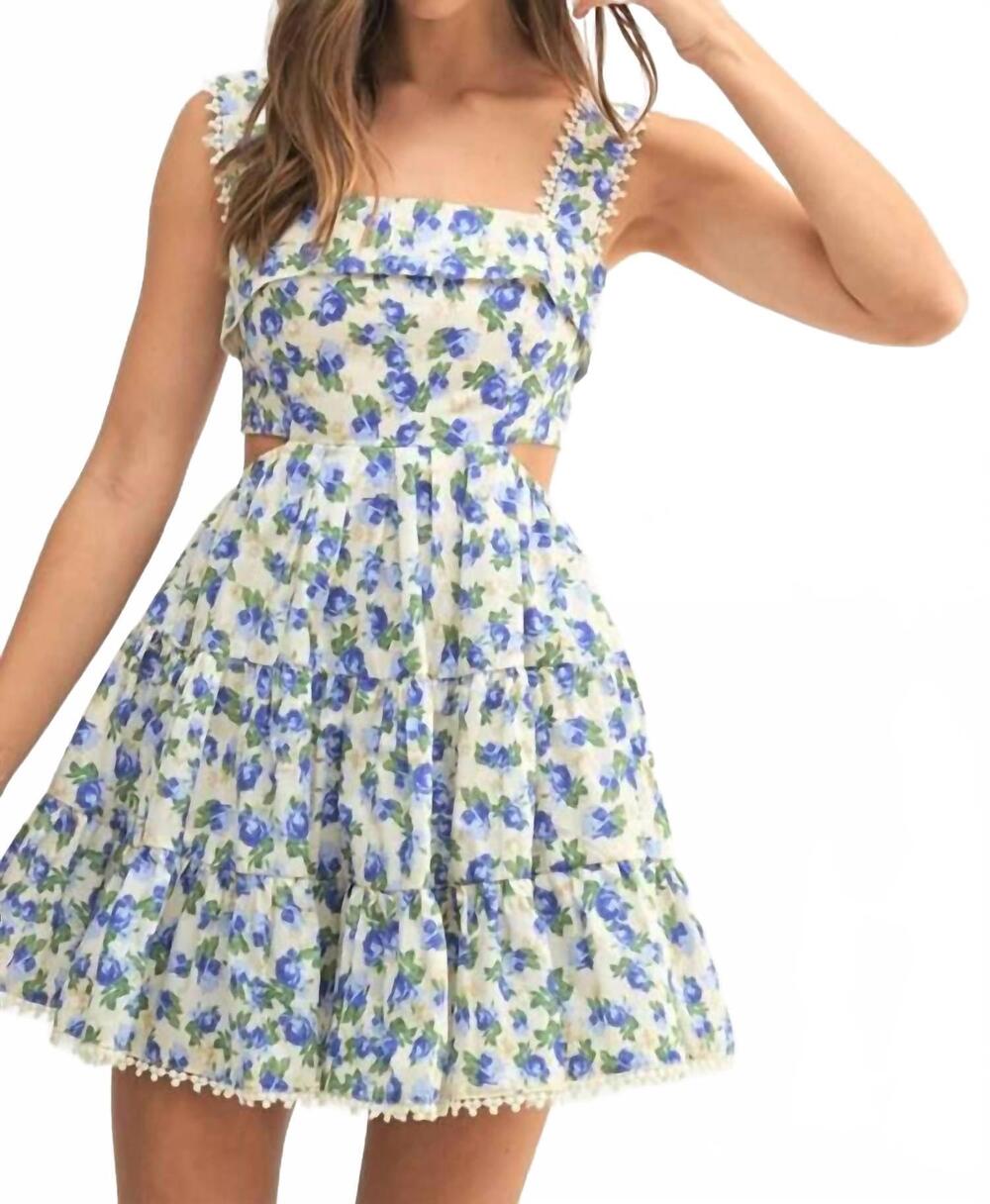 NEW MABLE sleeveless babydoll mini dress in blue